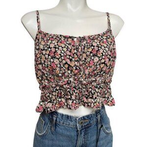 Wild Fable Crop Top Floral Design Spaghetti & Adjustable Straps Women's Large ‌